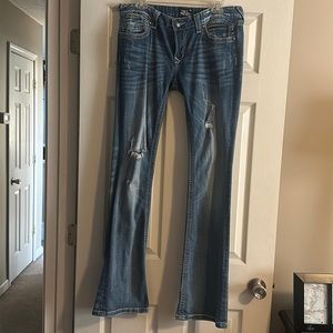 EUC Express Rerock Barely Boot Distressed Jeans - Size 12 Long